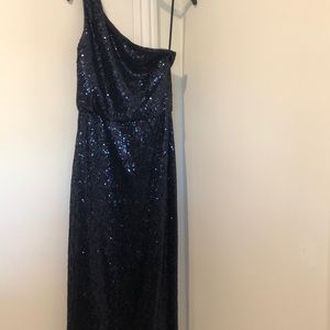 Ralph Lauren one shoulder navy sequin gown